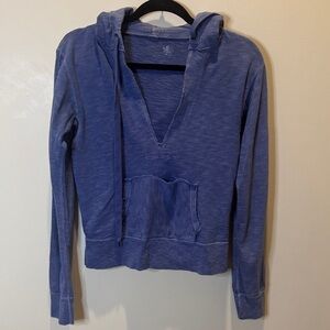 JCrew Vintage Washed Blue V-Neck Hoodie